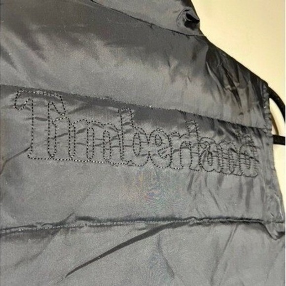 Timberland Vest Women's Large Black Quilted Puffer Full Zip Logo Outdoors Hunter - Picture 7 of 15